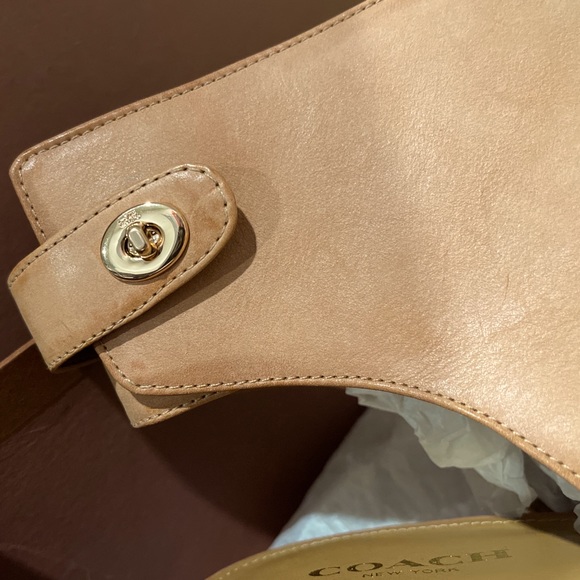 COACH VINTAGE Marietta Burnish Calf leather ginger peep toe kitten heels s10 NIB - Picture 10 of 11